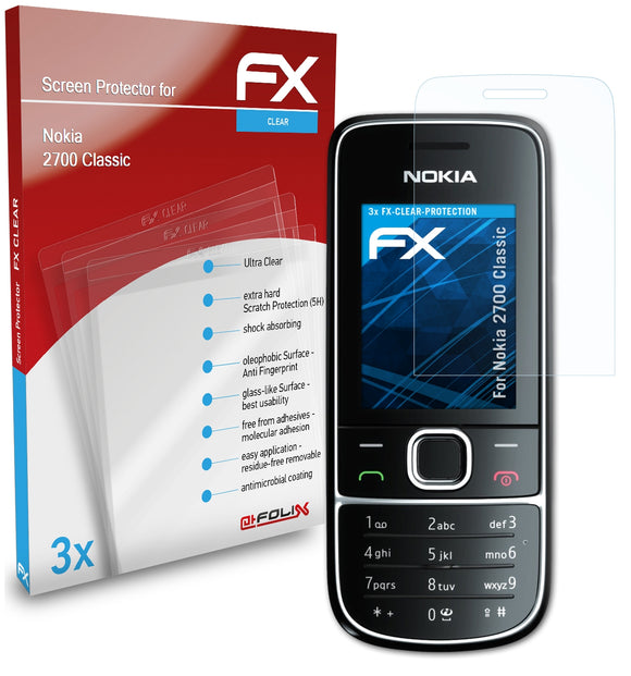 atFoliX FX-Clear Schutzfolie für Nokia 2700 Classic