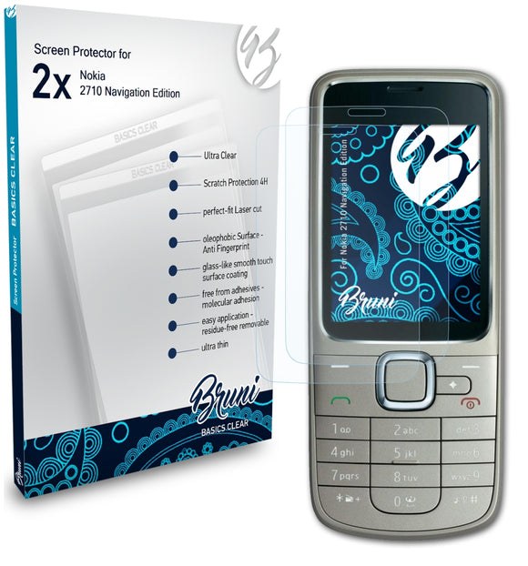 Bruni Basics-Clear Displayschutzfolie für Nokia 2710 Navigation Edition