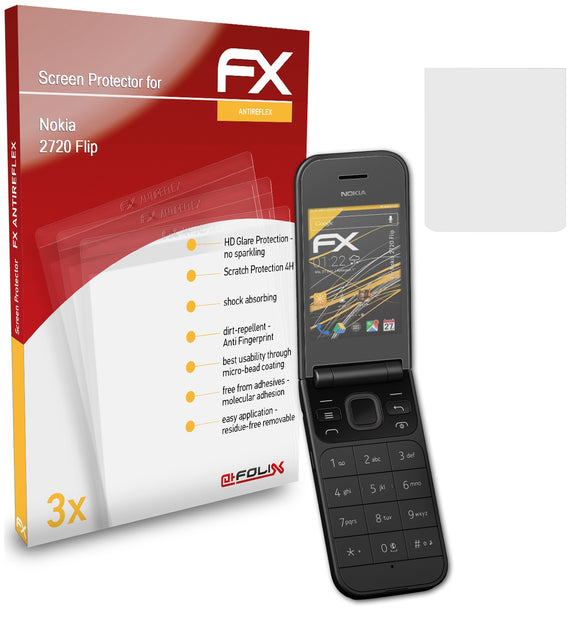 atFoliX FX-Antireflex Displayschutzfolie für Nokia 2720 Flip