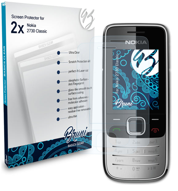 Bruni Basics-Clear Displayschutzfolie für Nokia 2730 Classic