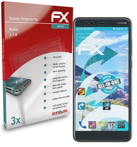 atFoliX FX-ActiFleX Displayschutzfolie für Nokia 3.1 A