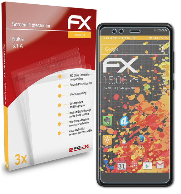 atFoliX FX-Antireflex Displayschutzfolie für Nokia 3.1 A