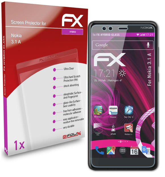 atFoliX FX-Hybrid-Glass Panzerglasfolie für Nokia 3.1 A