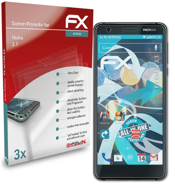 atFoliX FX-ActiFleX Displayschutzfolie für Nokia 3.1