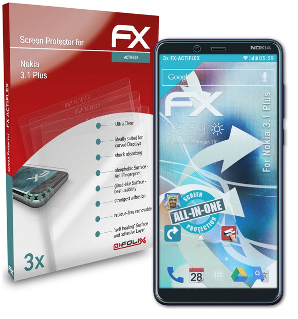 atFoliX FX-ActiFleX Displayschutzfolie für Nokia 3.1 Plus