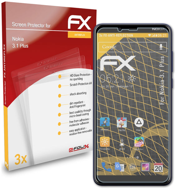 atFoliX FX-Antireflex Displayschutzfolie für Nokia 3.1 Plus
