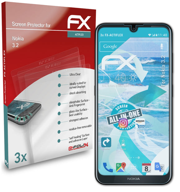 atFoliX FX-ActiFleX Displayschutzfolie für Nokia 3.2