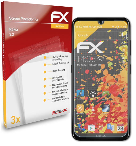 atFoliX FX-Antireflex Displayschutzfolie für Nokia 3.2