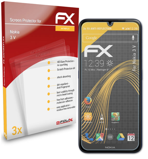 atFoliX FX-Antireflex Displayschutzfolie für Nokia 3 V