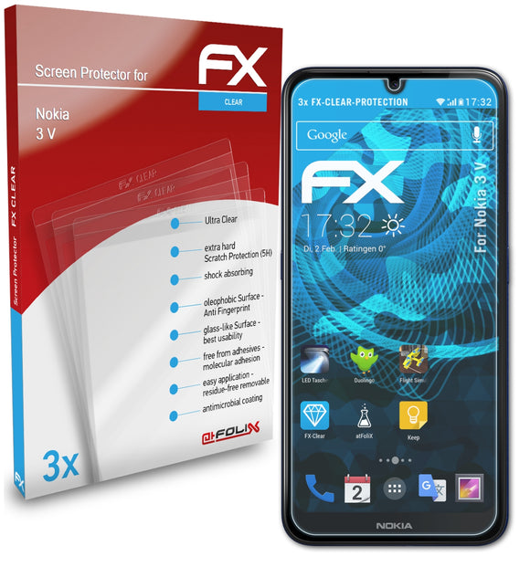 atFoliX FX-Clear Schutzfolie für Nokia 3 V