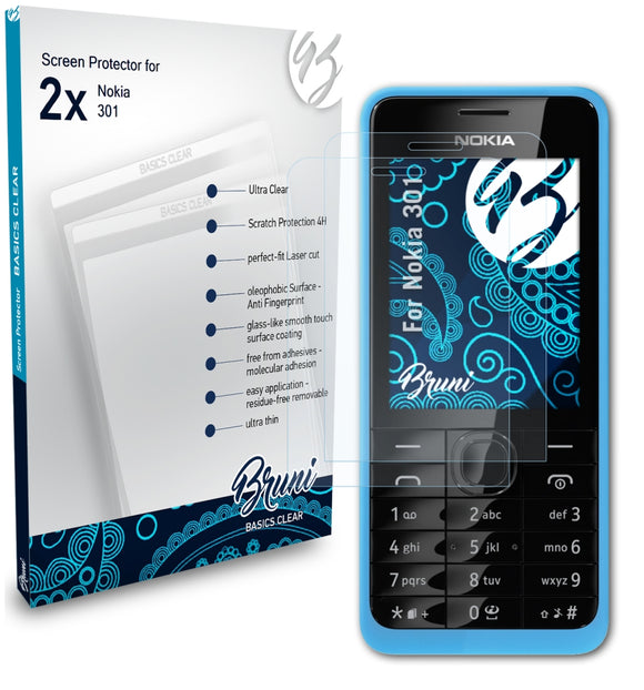Bruni Basics-Clear Displayschutzfolie für Nokia 301