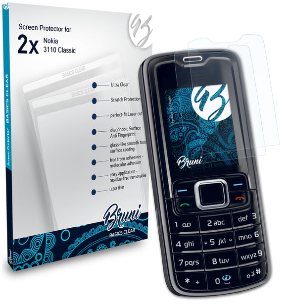 Bruni Basics-Clear Displayschutzfolie für Nokia 3110 Classic