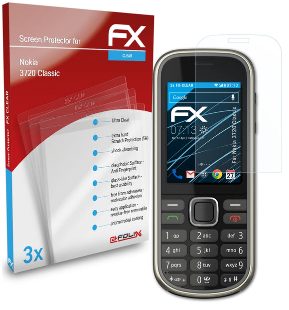 atFoliX FX-Clear Schutzfolie für Nokia 3720 Classic