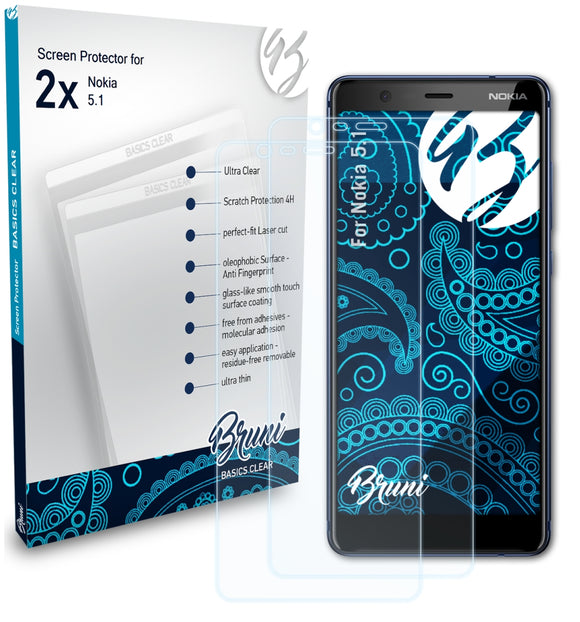 Bruni Basics-Clear Displayschutzfolie für Nokia 5.1