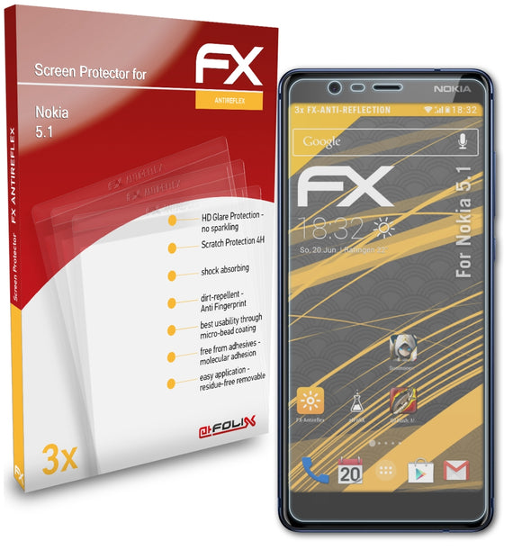 atFoliX FX-Antireflex Displayschutzfolie für Nokia 5.1