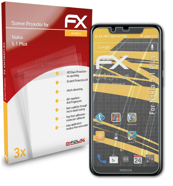 atFoliX FX-Antireflex Displayschutzfolie für Nokia 5.1 Plus