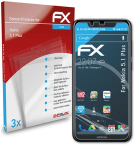 atFoliX FX-Clear Schutzfolie für Nokia 5.1 Plus