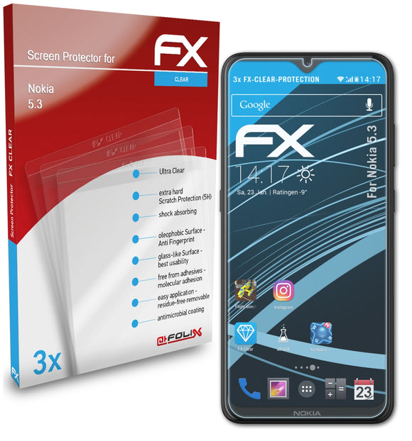 atFoliX FX-Clear Schutzfolie für Nokia 5.3