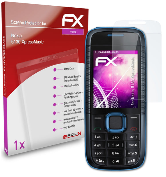 atFoliX FX-Hybrid-Glass Panzerglasfolie für Nokia 5130 XpressMusic