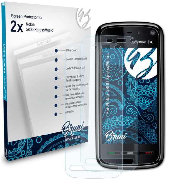 Bruni Basics-Clear Displayschutzfolie für Nokia 5800 XpressMusic