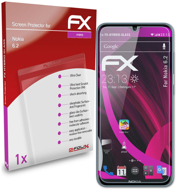 atFoliX FX-Hybrid-Glass Panzerglasfolie für Nokia 6.2