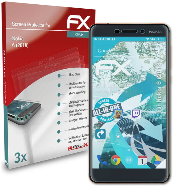 atFoliX FX-ActiFleX Displayschutzfolie für Nokia 6 (2018)