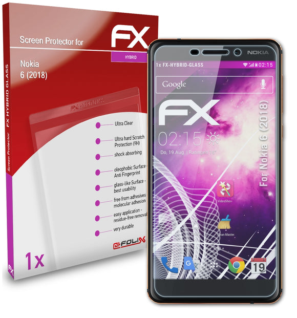 atFoliX FX-Hybrid-Glass Panzerglasfolie für Nokia 6 (2018)