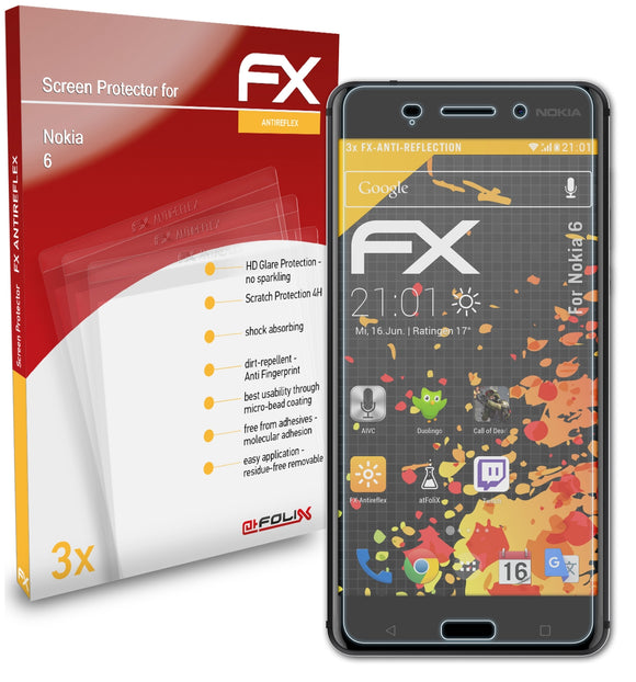 atFoliX FX-Antireflex Displayschutzfolie für Nokia 6