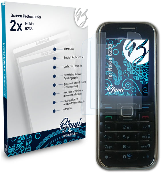 Bruni Basics-Clear Displayschutzfolie für Nokia 6233