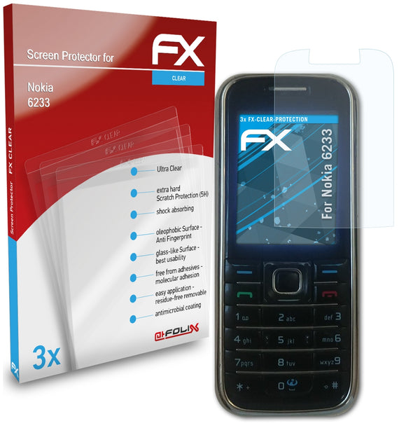 atFoliX FX-Clear Schutzfolie für Nokia 6233