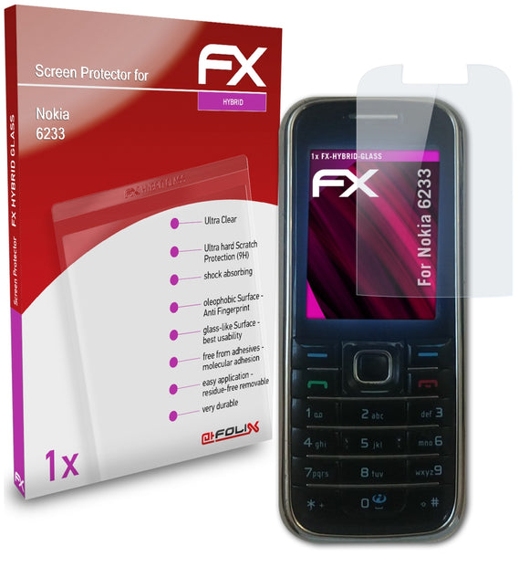 atFoliX FX-Hybrid-Glass Panzerglasfolie für Nokia 6233