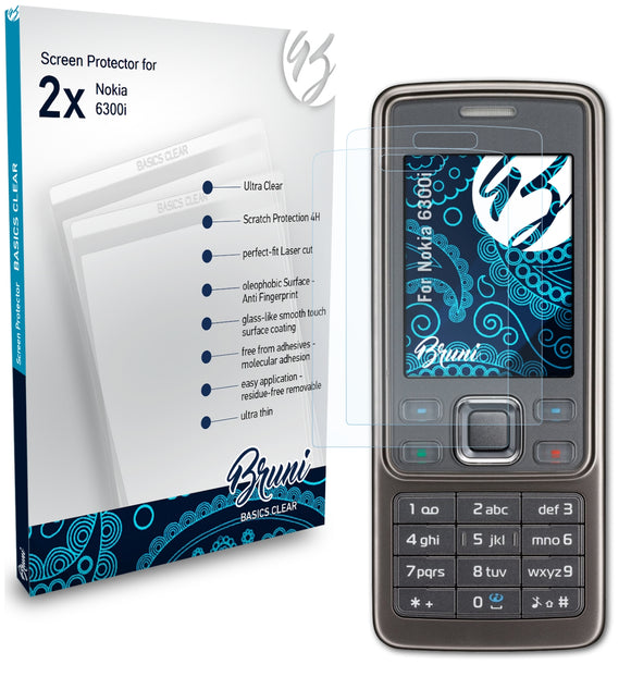 Bruni Basics-Clear Displayschutzfolie für Nokia 6300i