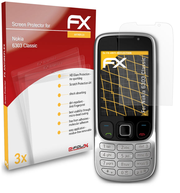 atFoliX FX-Antireflex Displayschutzfolie für Nokia 6303 Classic