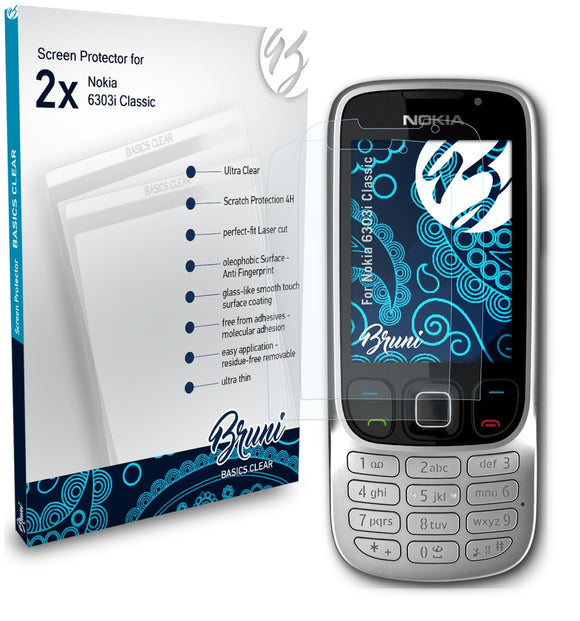 Bruni Basics-Clear Displayschutzfolie für Nokia 6303i Classic