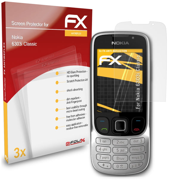 atFoliX FX-Antireflex Displayschutzfolie für Nokia 6303i Classic
