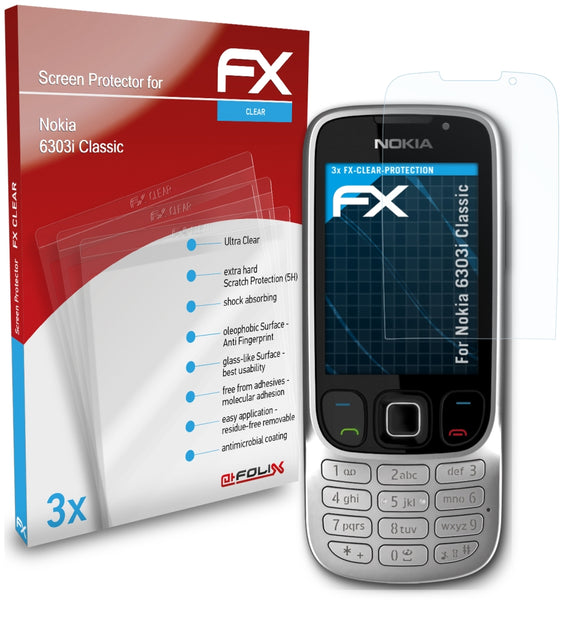 atFoliX FX-Clear Schutzfolie für Nokia 6303i Classic