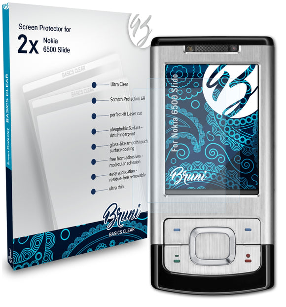 Bruni Basics-Clear Displayschutzfolie für Nokia 6500 Slide
