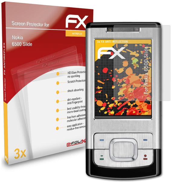 atFoliX FX-Antireflex Displayschutzfolie für Nokia 6500 Slide