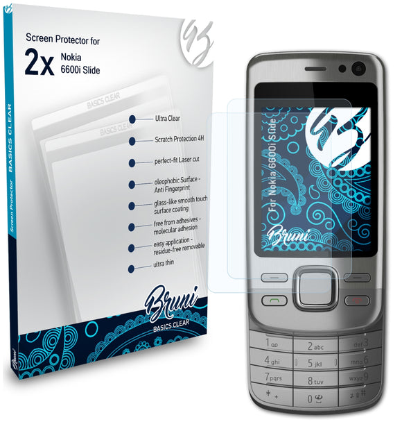Bruni Basics-Clear Displayschutzfolie für Nokia 6600i Slide
