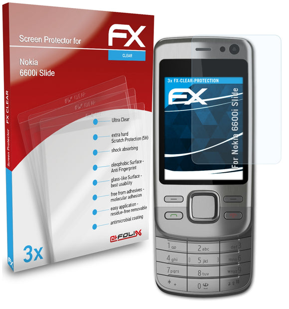 atFoliX FX-Clear Schutzfolie für Nokia 6600i Slide