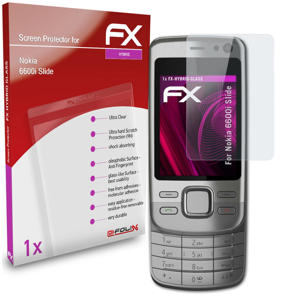 atFoliX FX-Hybrid-Glass Panzerglasfolie für Nokia 6600i Slide