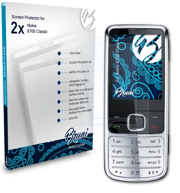 Bruni Basics-Clear Displayschutzfolie für Nokia 6700 Classic