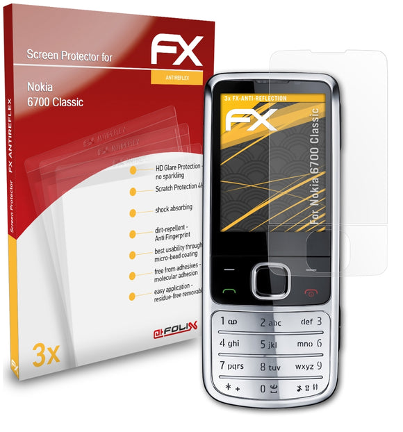 atFoliX FX-Antireflex Displayschutzfolie für Nokia 6700 Classic