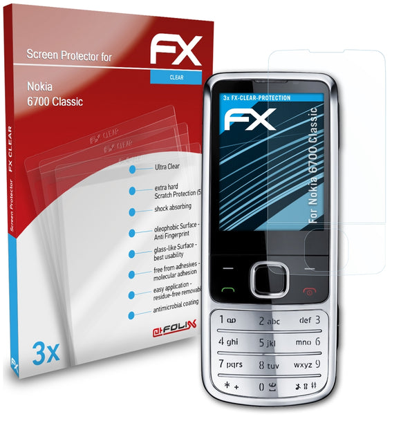 atFoliX FX-Clear Schutzfolie für Nokia 6700 Classic