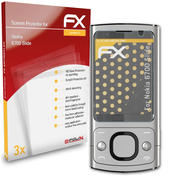 atFoliX FX-Antireflex Displayschutzfolie für Nokia 6700 Slide
