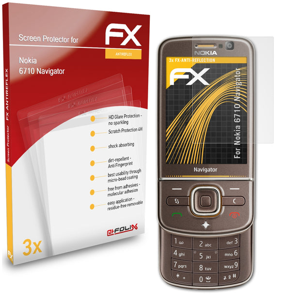atFoliX FX-Antireflex Displayschutzfolie für Nokia 6710 Navigator