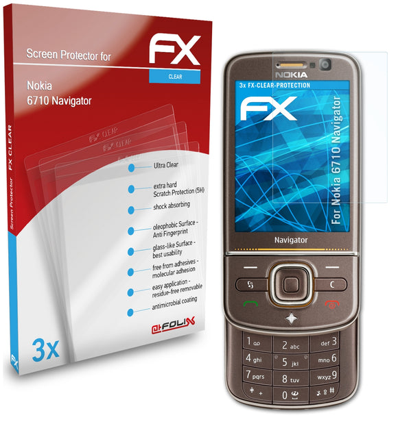 atFoliX FX-Clear Schutzfolie für Nokia 6710 Navigator
