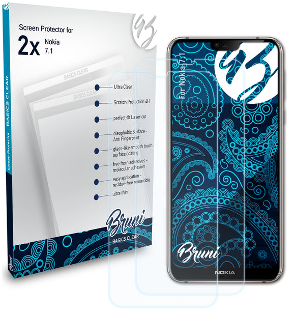 Bruni Basics-Clear Displayschutzfolie für Nokia 7.1