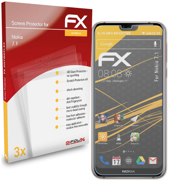 atFoliX FX-Antireflex Displayschutzfolie für Nokia 7.1
