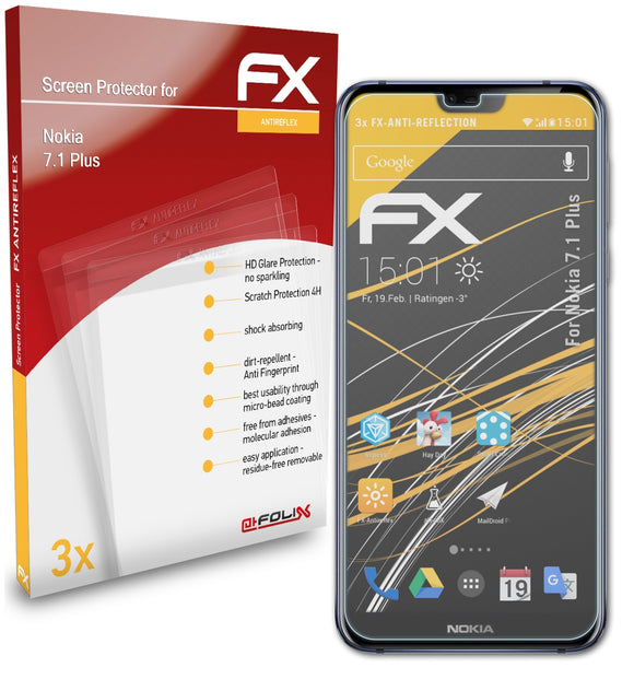 atFoliX FX-Antireflex Displayschutzfolie für Nokia 7.1 Plus